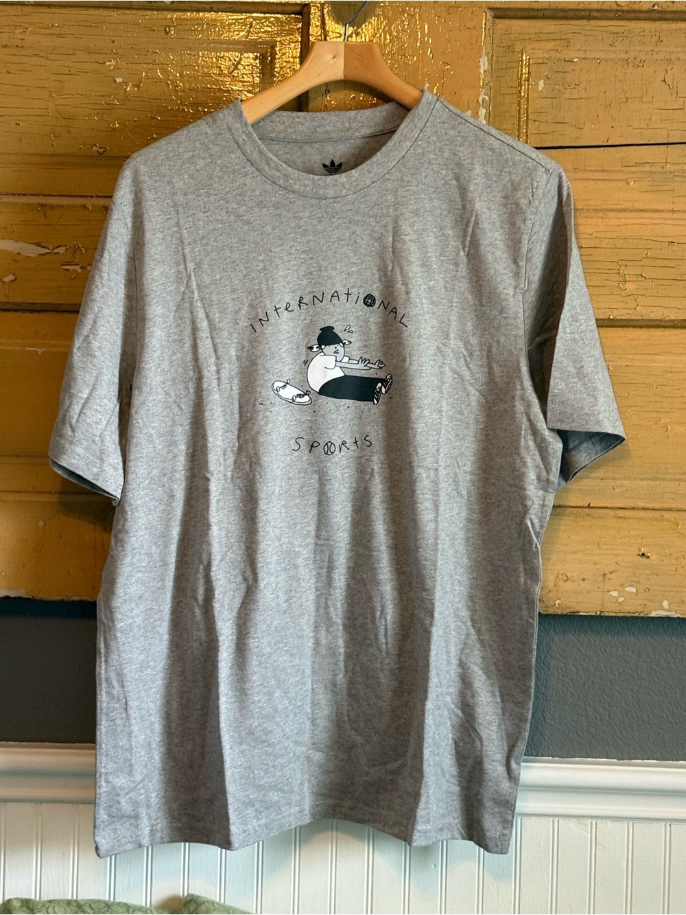 adidas Gray Short Sleeve 'International Sports' Graphic Tee